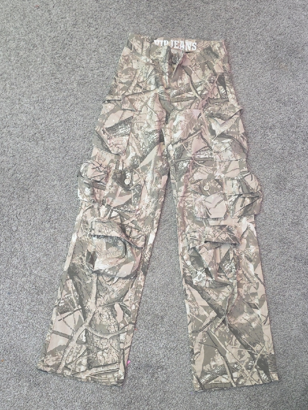 VIP Jeans Women's Camouflage Waistband Pants - Beige/Olive Camo